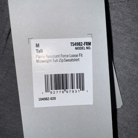 Carhartt Men FR TS4982-FRM Flame Resistant Hoodie CAT3 2112 Gray Medium TALL NEW - Picture 8 of 16